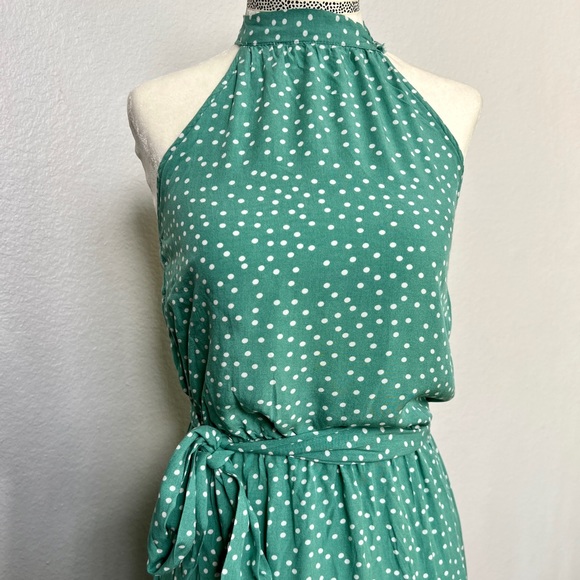 Green Polka Dot Long Dress Small - Picture 4 of 9